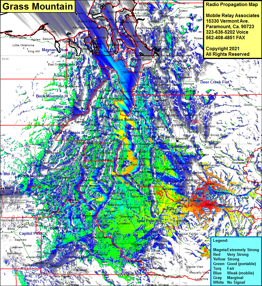 heat map radio coverage Grass Mountain